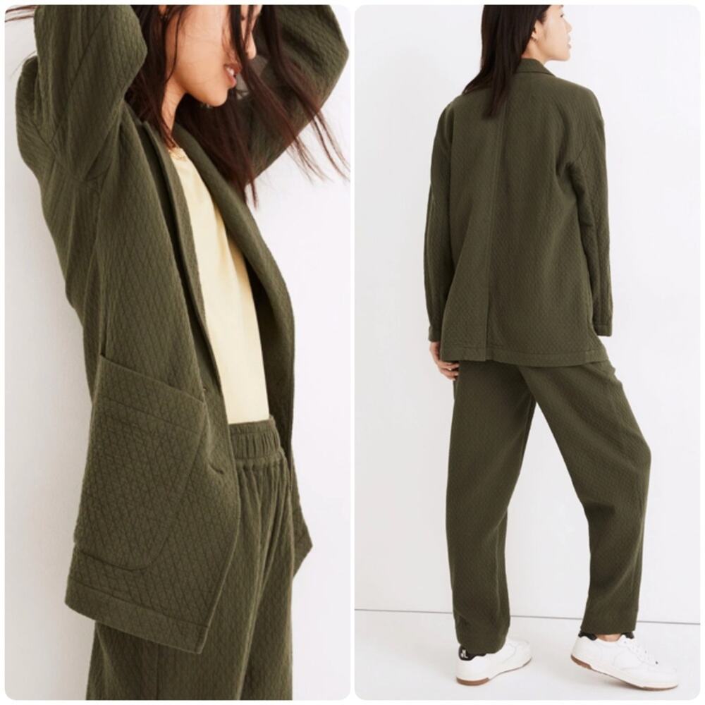 Madewell Diamond Jacquard Shaw Blazer Dark Forest
